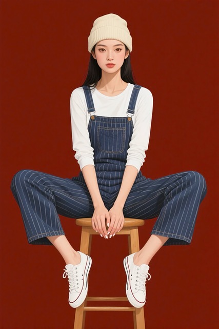 Free woman anime style knit hat illustration