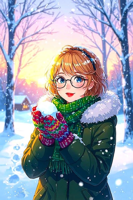 Anime, Vinter, Sne, Pige, Natur, Træer