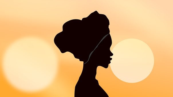 Afrikanisch, Silhouette, Frau, Textur