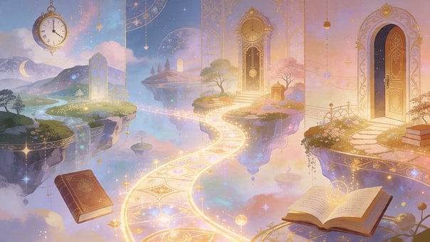 Fantasia, Mágico, Livro, Caminho, Porta