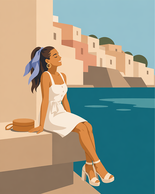 Free woman coastal summer vector