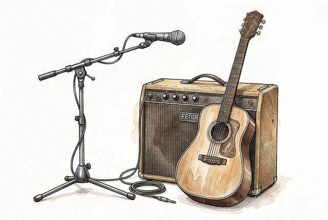 Free guitar acoustic watercolor illustration