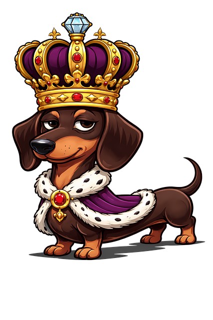 Free dachshund royal dog crowned dog illustration