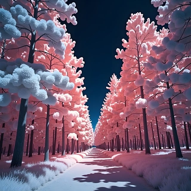 Free surreal forest infrared photography pink trees illustration