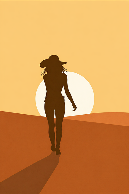 Free silhouette woman desert vector