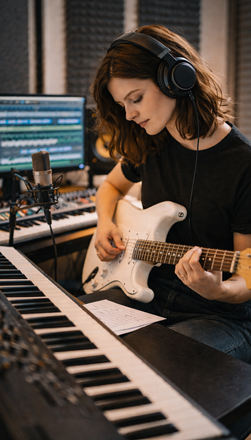 Free Female Musician Electric Guitar photo and picture