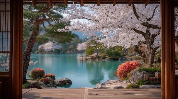 Free Japanese Garden Sakura illustration and picture