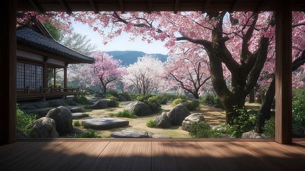 Free Japanese Garden Sakura illustration and picture