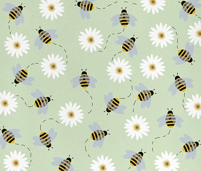 Free Bee Pattern Daisy illustration and picture