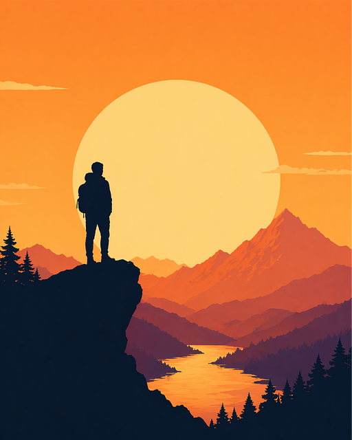 Free mountain landscape sunset vector