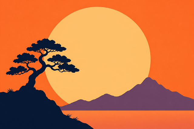 Free sunset landscape tree silhouette vector