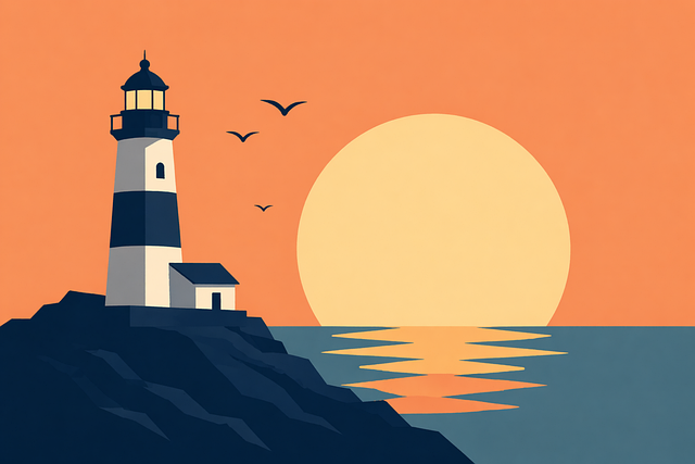 Free lighthouse sunset sea vector