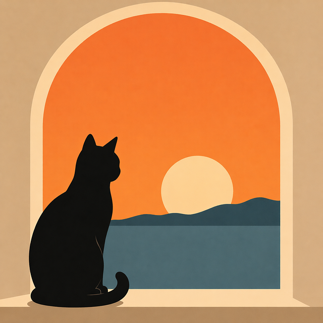 Free cat black cat sunset vector
