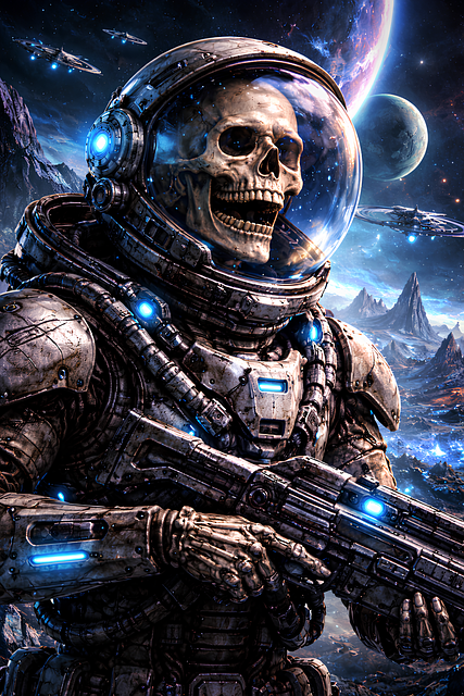 Free Astronaut Skull illustration and picture