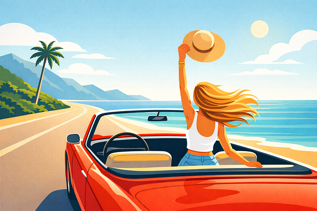 Free road trip travel summer illustration