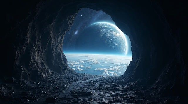 Free cave space planet illustration