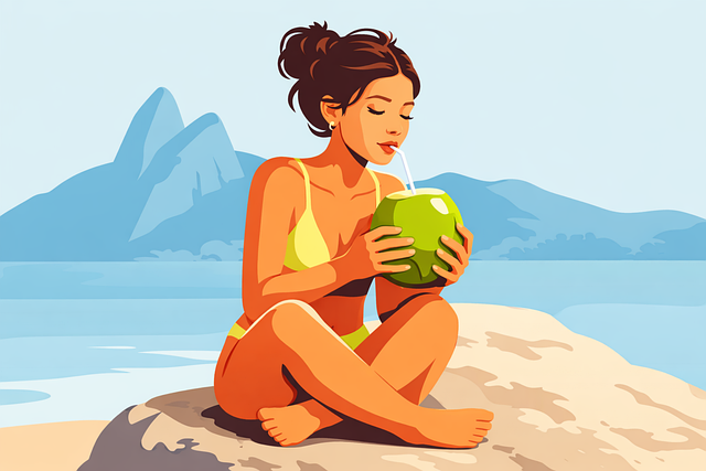 Free coconut woman beach vector