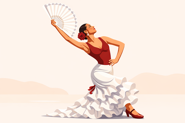 Free flamenco dancer fan vector