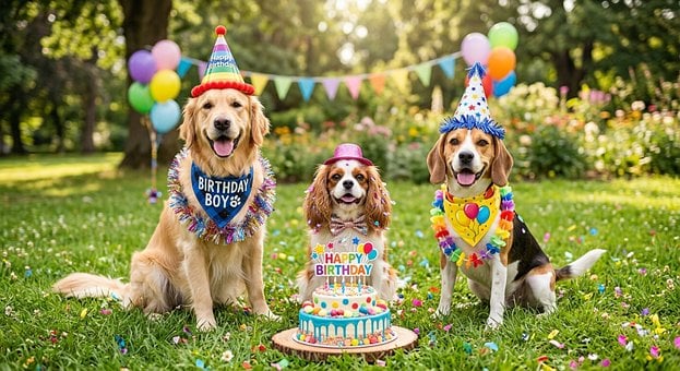 Fest, Fødselsdagskage, Festhatte, Hunde