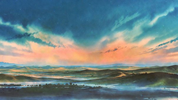 Sonnenuntergang, Dämmerung, Landschaft