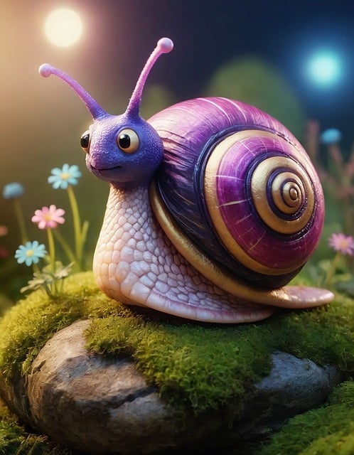 Free fantasy snail cartoon illustration