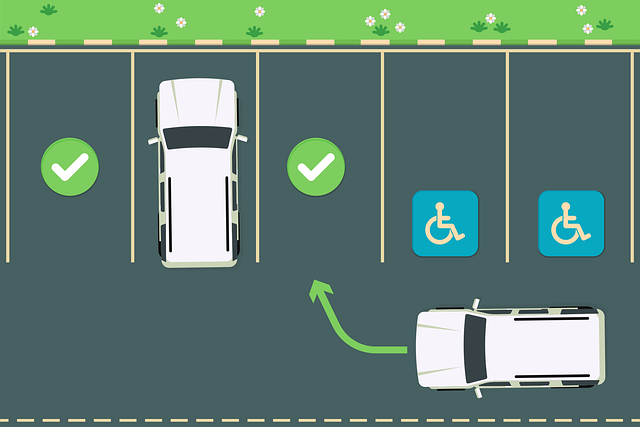 Free parking lot white suv parking space vector