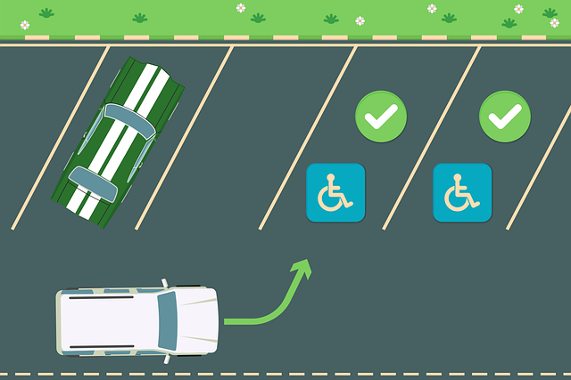 Free parking space green car handicap sign vector
