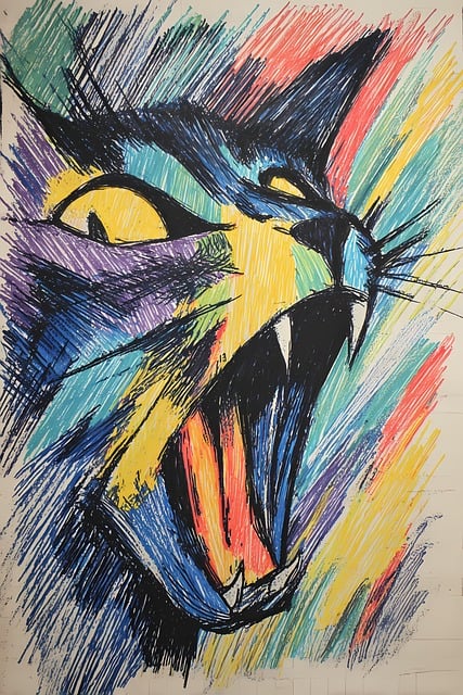 Kunst, Illustration, Bunt, Katze