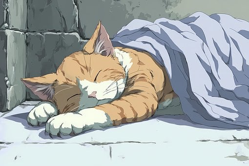 Katze, Cartoon, Schlafend, Tier