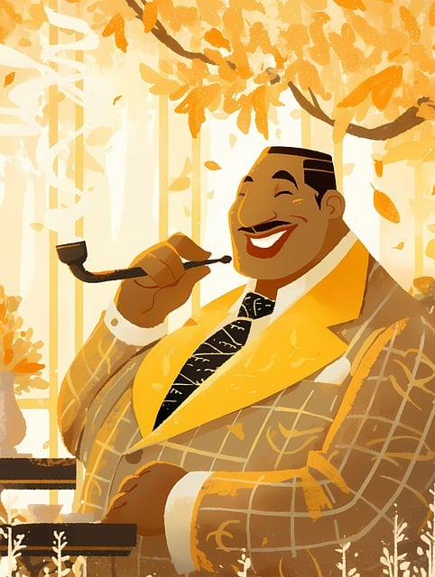 Illustration, Herbst, Pfeife, Lächeln