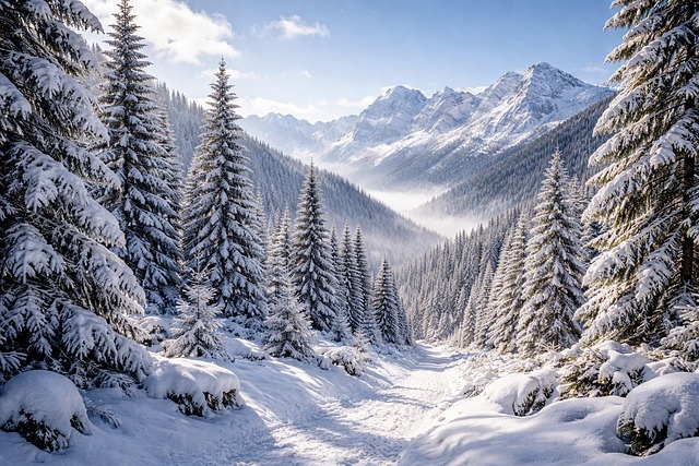 Free winter snow landscape forest landscape illustration