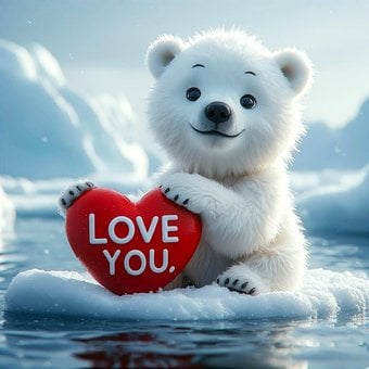 Free Polar Bear Red Heart illustration and picture