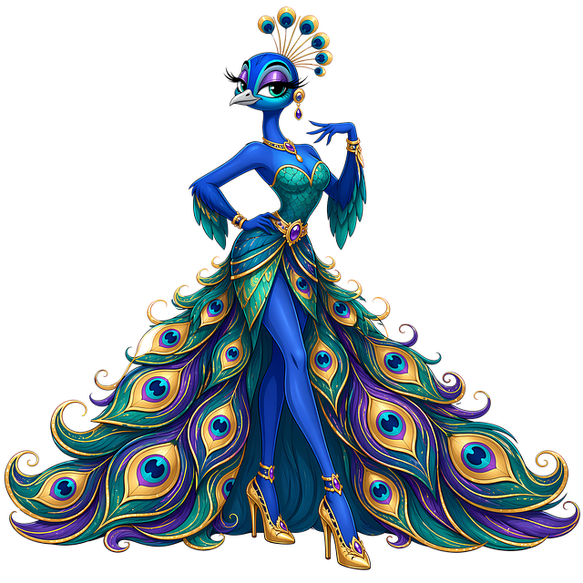 Free peacock fashion illustration anthropomorphic illustration
