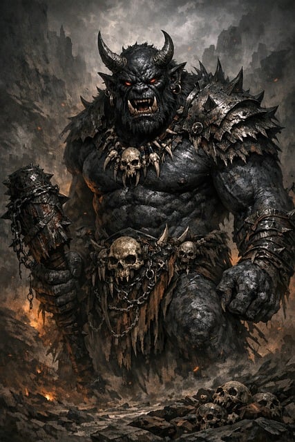 Free ogre black mace illustration
