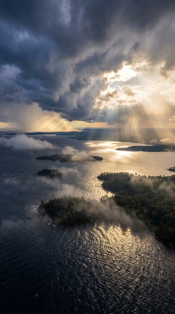 Luftaufnahme, Meer, Inseln, Wolken