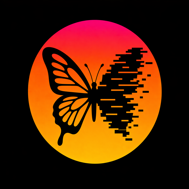 Free butterfly glitch effect transformation illustration