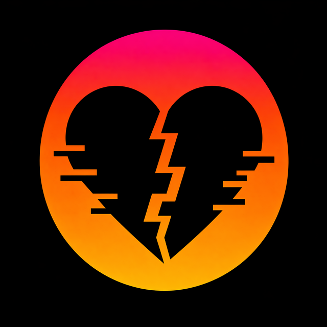 Free broken heart glitch symbol vector