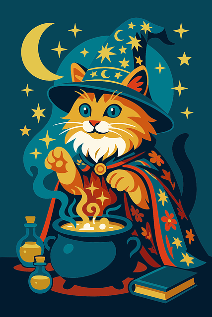 Download free HD stock image of Cat Wizard Free cat wizard magic illustration
