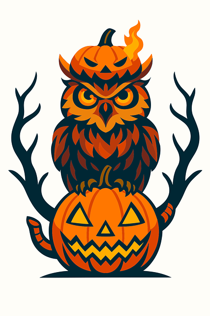 Free owl halloween pumpkin illustration