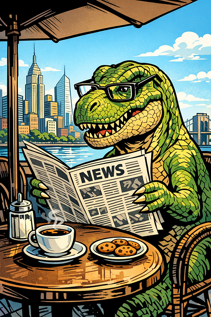 Free dinosaur newspaper glasses illustration