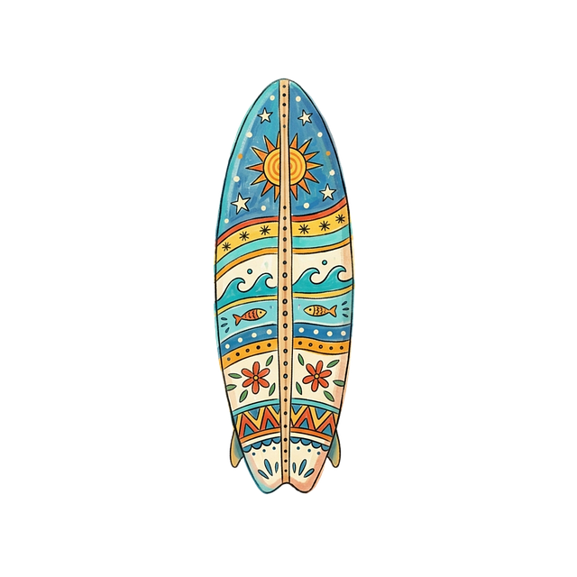 Free surfboard waves pattern illustration
