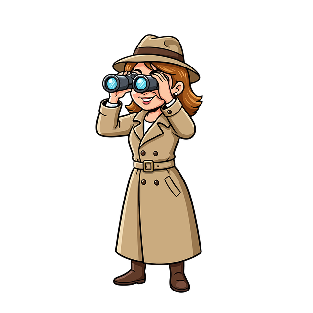 Espía, Binoculares, Detective, Mujer