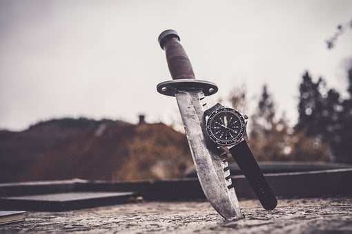 Cuchillo, Reloj, Antiguo, Retro