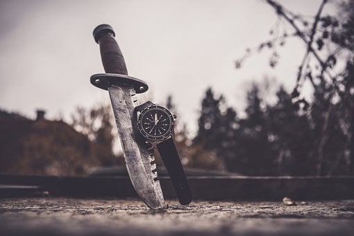 Cuchillo, Reloj, Vintage, Arma, Guerrero
