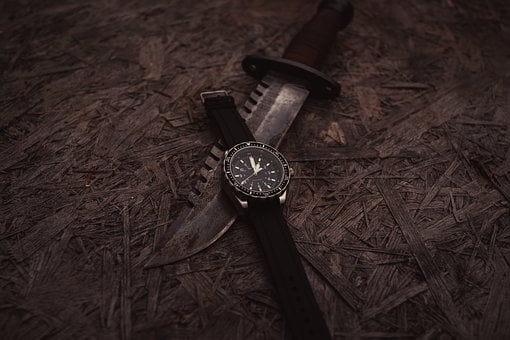 Reloj, Cuchillo, Acero, Oscuridad