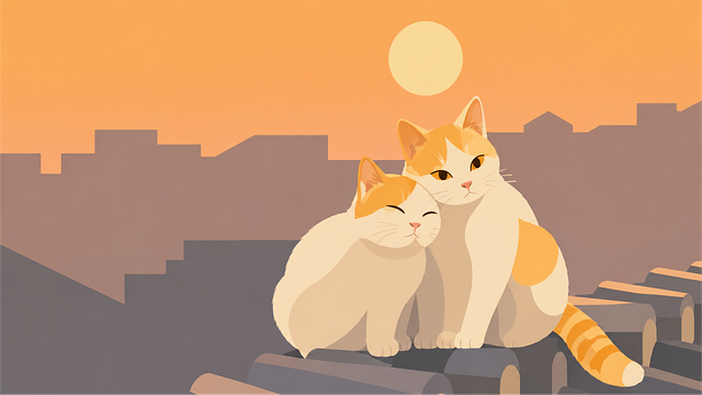 Free cats sunset silhouette vector