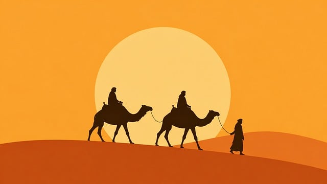 Free caravan desert sunset vector