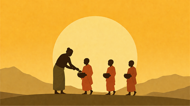 Free buddhism monks alms vector