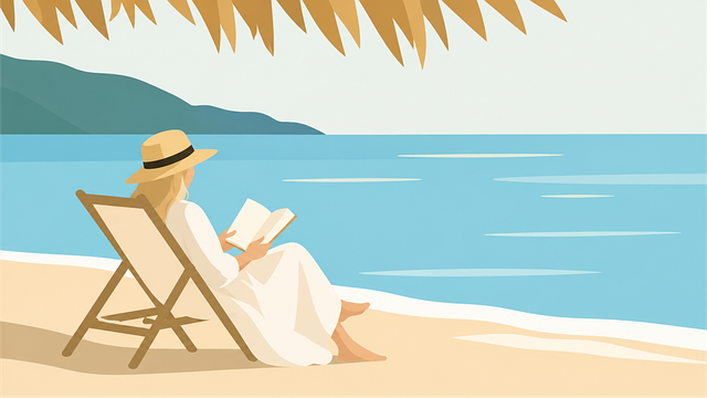 Free woman reading beach vector