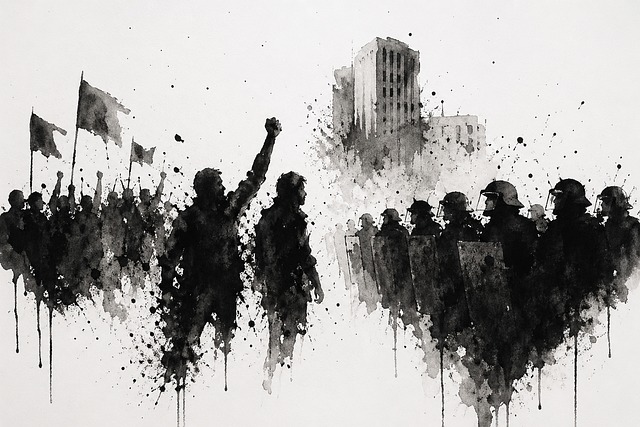 Free black and white abstract ink wash illustration